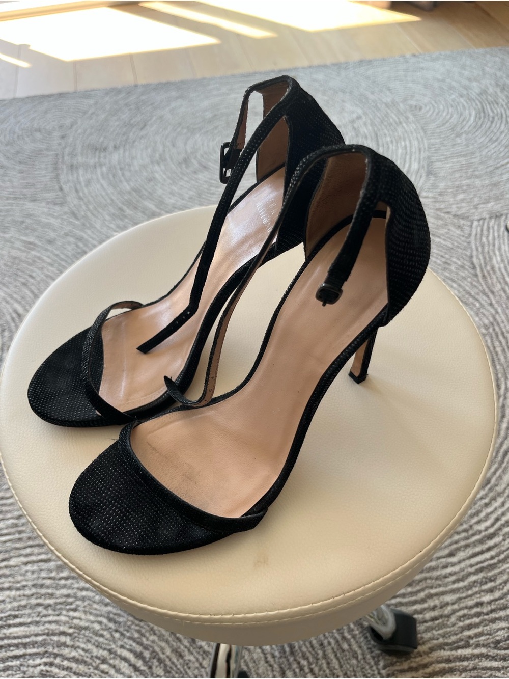 Stuart Weitzman Black Ankle-Strap Sandals